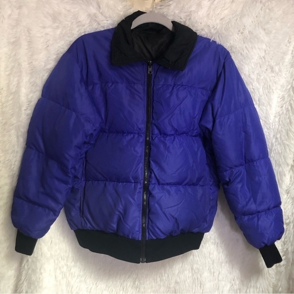 Columbia Jackets & Blazers - COLUMBIA Sportswear Down Zip Puffer Jacket Reversible Black & Bluish Purple sz L